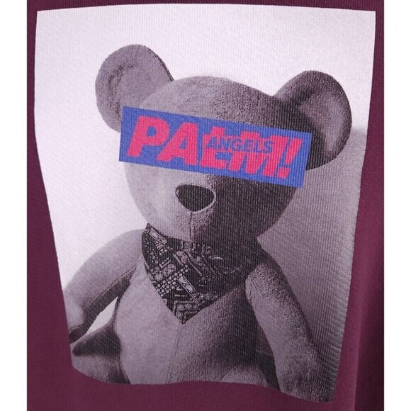 Palm Angels Teddy Bear Print Sweatshirt L Mens Plum - Picture 2 of 16